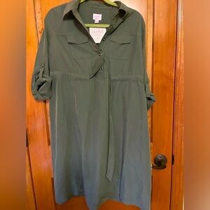 Isabel Maternity Utility Olive Green Shirtdress Size S